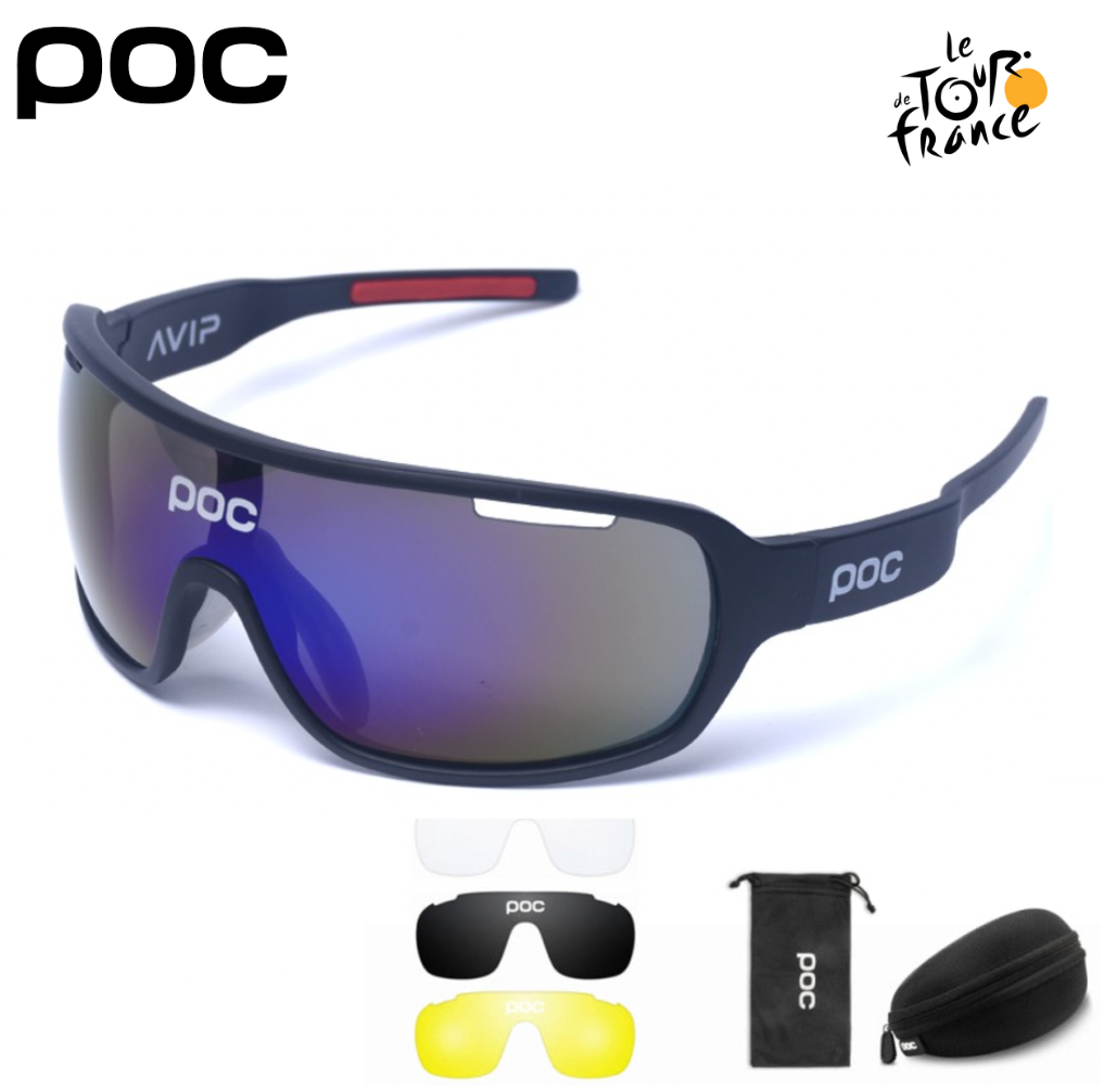 🎁SIN COSTO! POC AVIP/UV400 +3 lentes/HD,Professional Cycling/