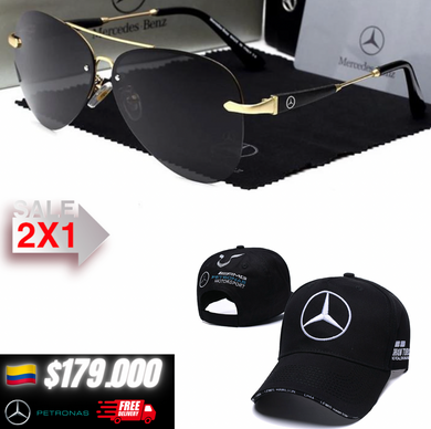 🚨-70% 2X1 MERCEDES BENZ LENTES DE SOL+GORRA F1🏁